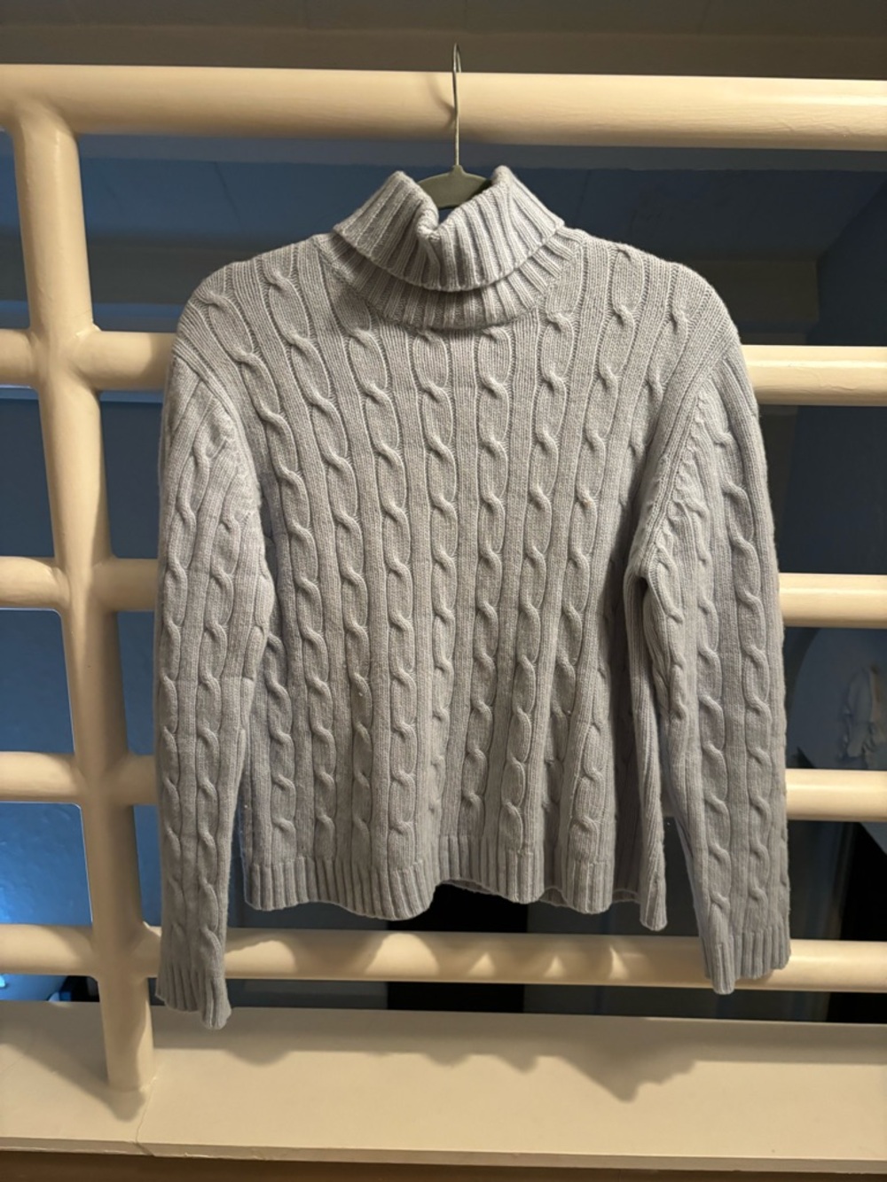 GAP Cable Knit Lambswool 
Turtleneck Sweater - Light Blue